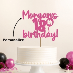18th Birthday Personalized Glittering Pink Cake Pick
